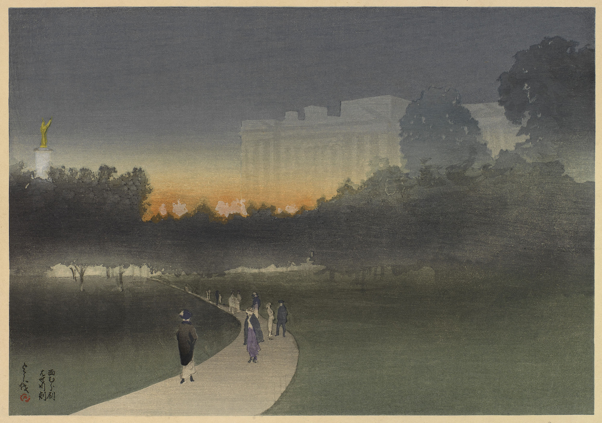 Buckingham Palace, London, seen across Green Park - Makino Yoshio