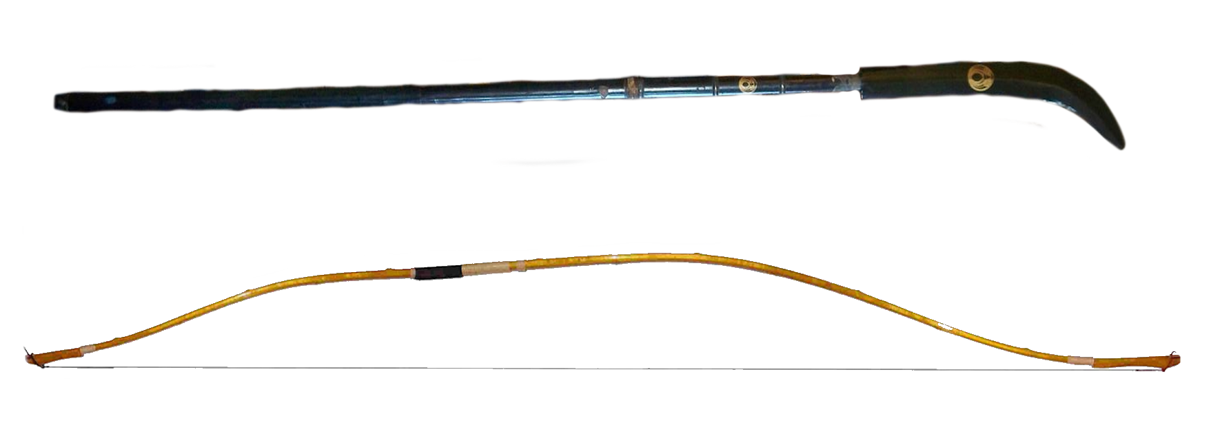 Example of a naginata and yumi.